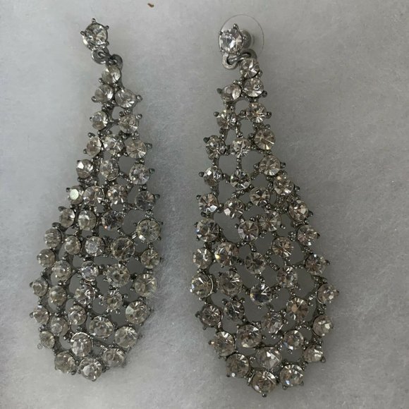 Long Antique ART DECO Rhinestone Paste Drop Dangle Chandelier Earrings - Picture 2 of 6